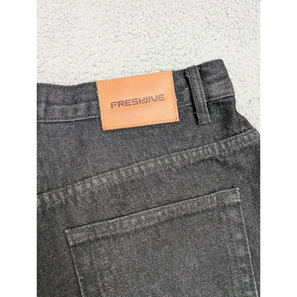 Fresh Jive Jeans Mens Size 32 Black High Rise Baggy Denim Pants Skater USA VTG - Picture 10 of 16